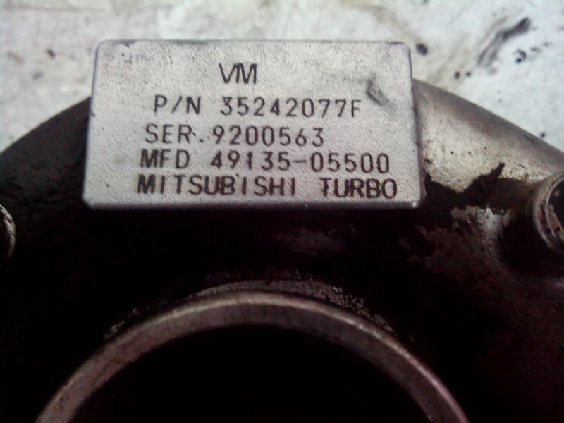 Серийный номер и номер производителя турбины Volkswagen Crafter 2.5TDI